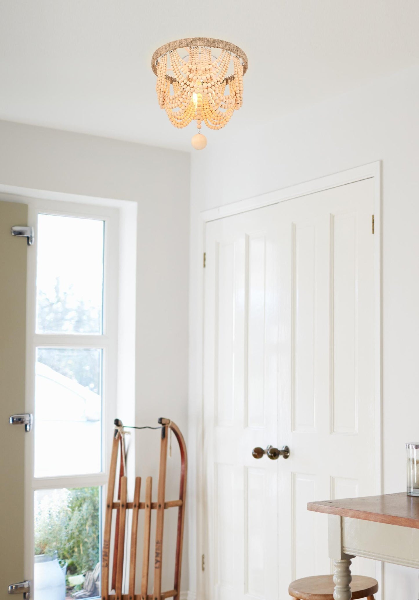 Jolie 12 inch Beaded Flush mount in Beige