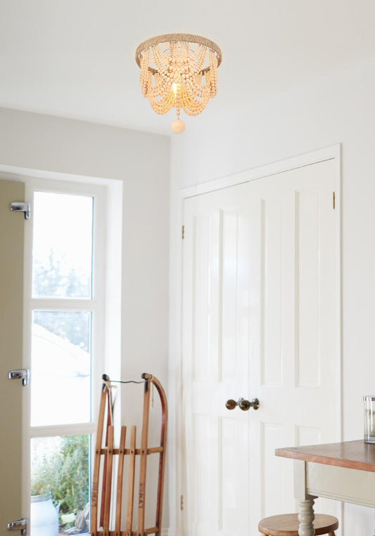 Jolie 12 inch Beaded Flush mount in Beige