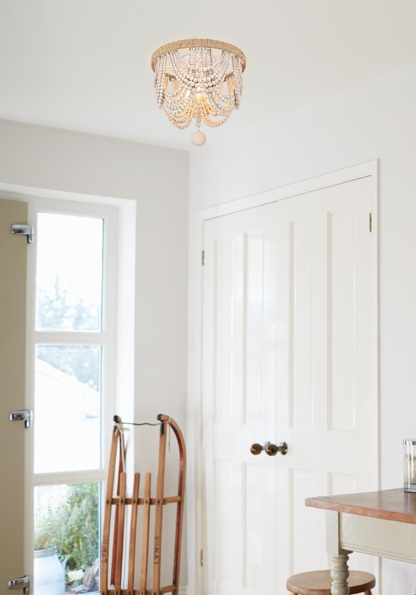 Jolie 12 inch Beaded Flush mount in Antique White