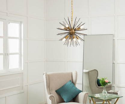 Timber 8 light Brass and Black pendant