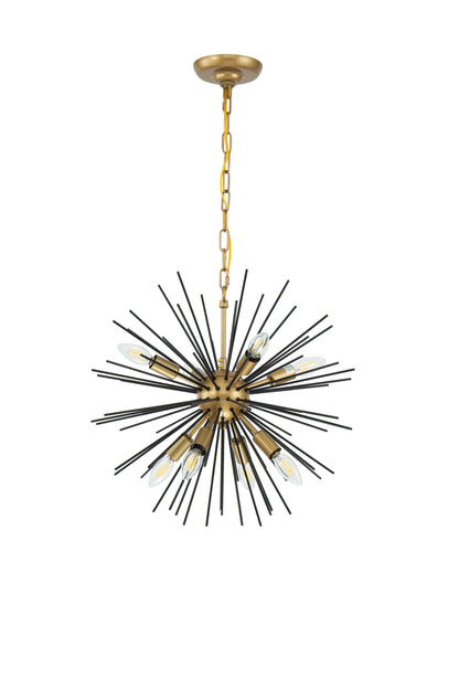 Timber 8 light Brass and Black pendant
