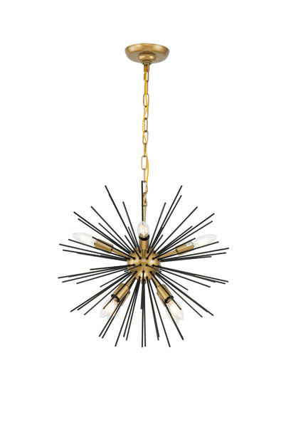 Timber 8 light Brass and Black pendant