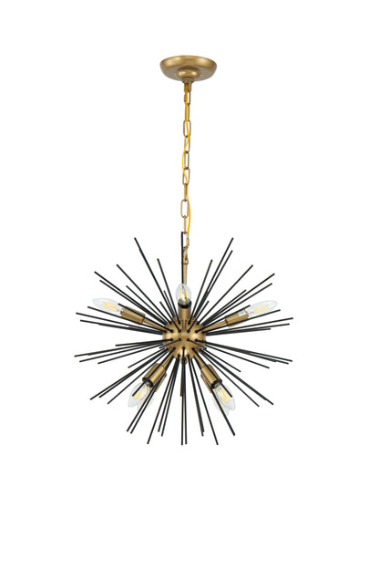 Timber 8 light Brass and Black pendant