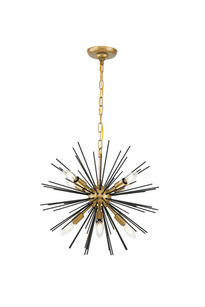 Timber 8 light Brass and Black pendant