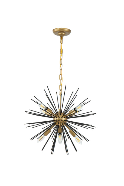 Timber 8 light Brass and Black pendant