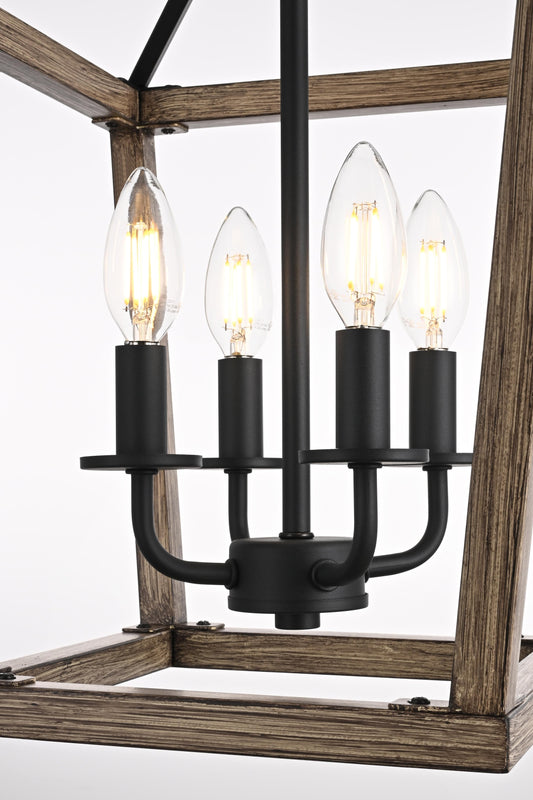Gage 12 inch Latern Pendant in Brown and Black