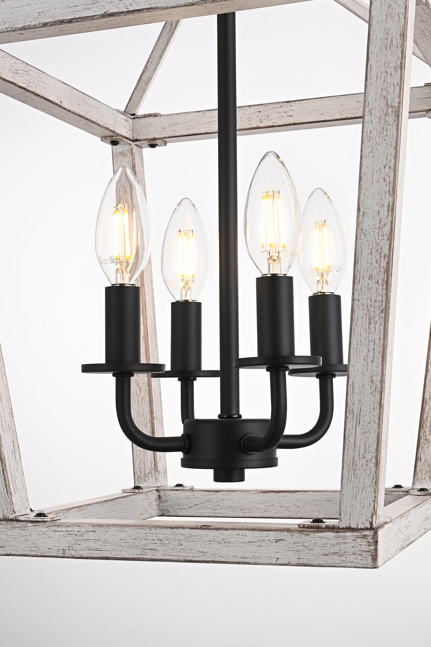 Gage 12 inch Latern Pendant in Weathered White and Black