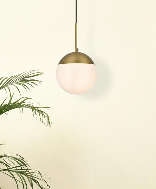 Eclipse 8 Inch Pendant Frosted White Shade in Satin Gold