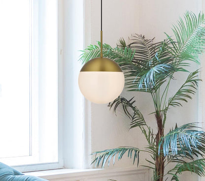 Eclipse 10 Inch Pendant Frosted White Shade in Satin Gold