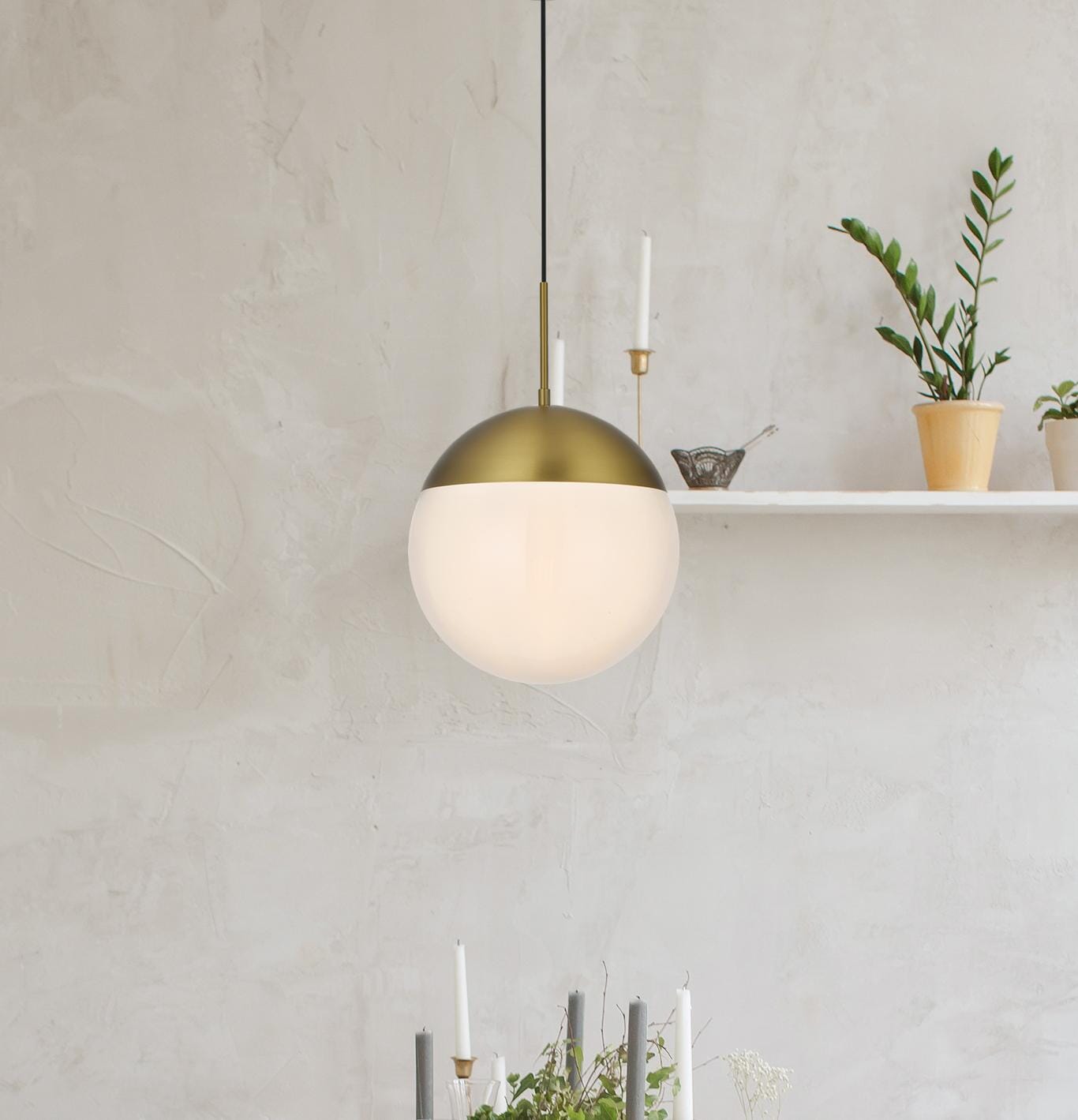 Eclipse 12 Inch Pendant Frosted White Shade in Satin Gold