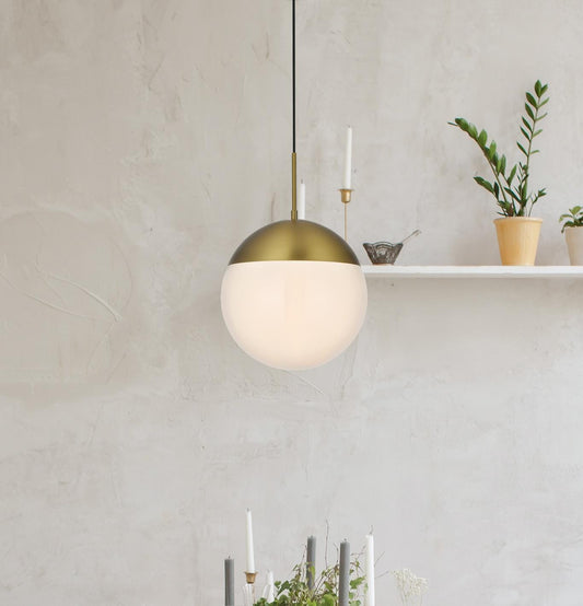 Eclipse 12 Inch Pendant Frosted White Shade in Satin Gold