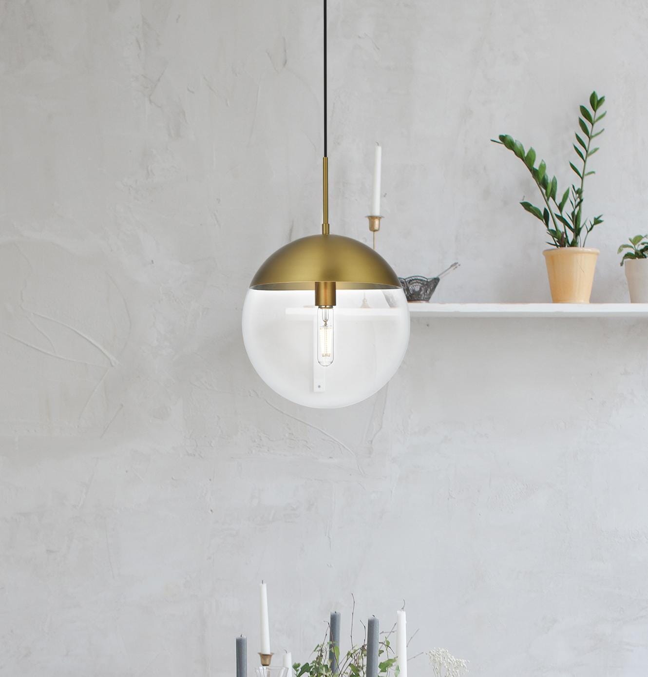 Eclipse 12 Inch Pendant Clear Shade in Chrome