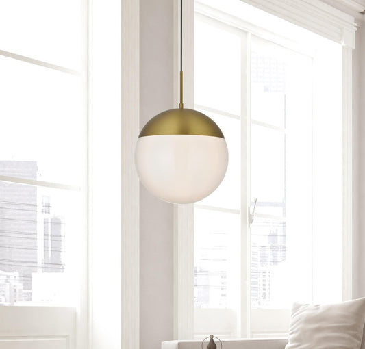 Eclipse 14 Inch Pendant Frosted White Shade in Satin Gold