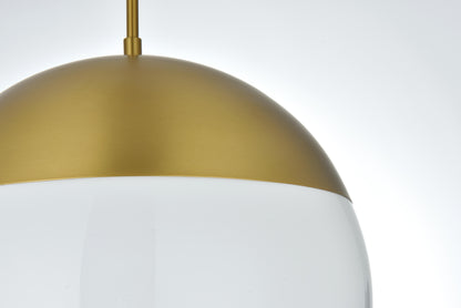 Eclipse 14 Inch Pendant Frosted White Shade in Satin Gold