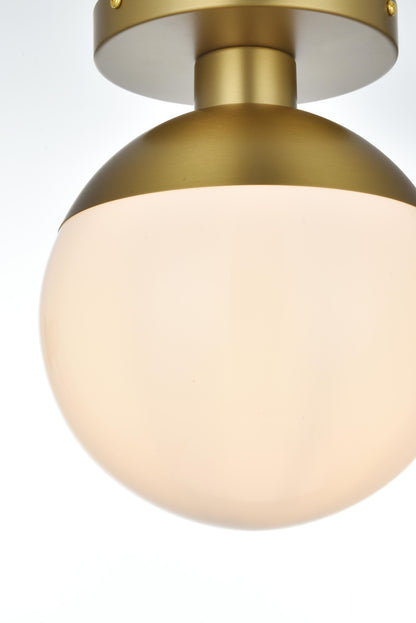 Eclipse 8 Inch Flush Mount Frosted White Shade in Satin Gold