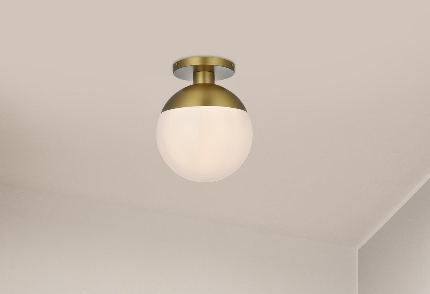 Eclipse 12 Inch Flush Mount Frosted White Shade in Satin Gold