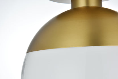 Eclipse 12 Inch Flush Mount Frosted White Shade in Satin Gold