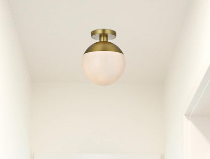 Eclipse 10 Inch Flush Mount Frosted White Shade in Satin Gold