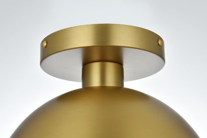 Eclipse 10 Inch Flush Mount Frosted White Shade in Satin Gold