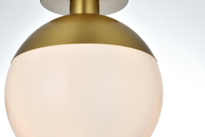 Eclipse 10 Inch Flush Mount Frosted White Shade in Satin Gold