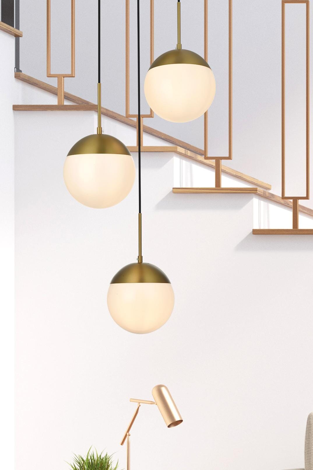 Eclipse 18 Inch Pendant Frosted White Shade in Satin Gold