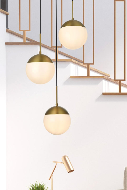 Eclipse 18 Inch Pendant Frosted White Shade in Satin Gold