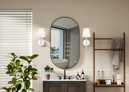 Cason 1 light Chrome and White shade wall sconce