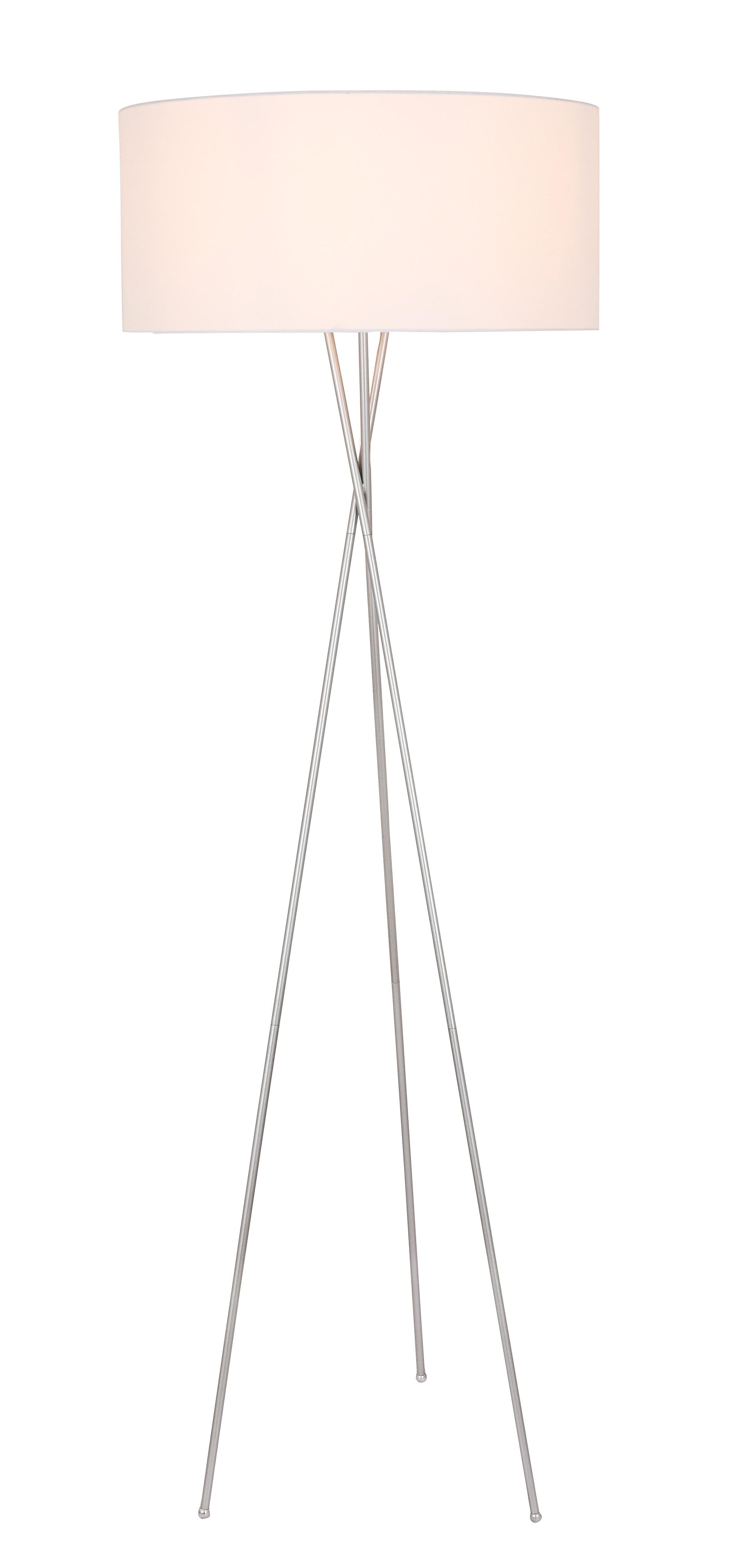 Cason 1 light Silver and White shade Floor lamp