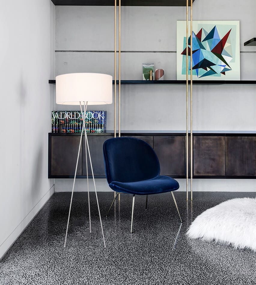 Cason 1 light Silver and White shade Floor lamp