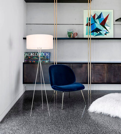 Cason 1 light Silver and White shade Floor lamp