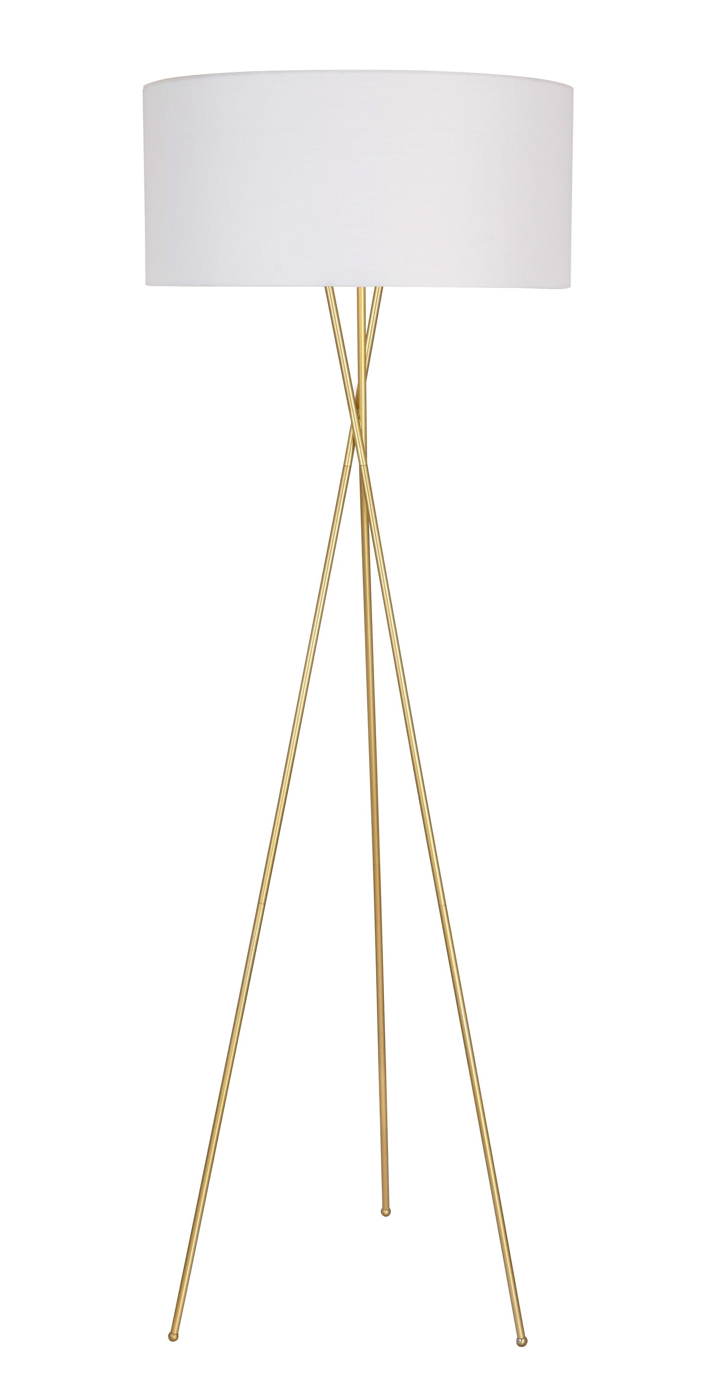 Cason 1 light Brass and White shade Floor lamp