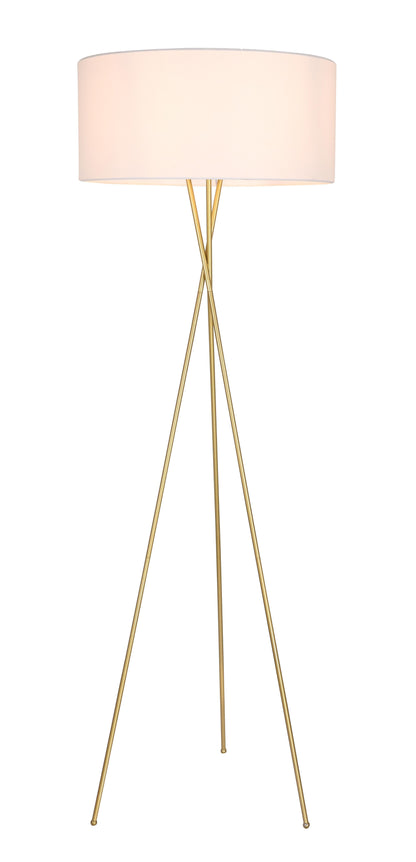 Cason 1 light Brass and White shade Floor lamp