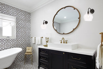 Pierce 1 light Black and Clear seeded glass wall sconce