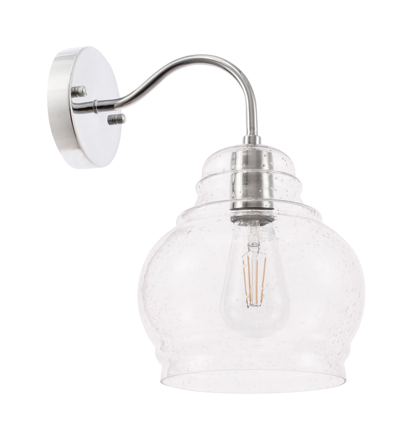 Pierce 1 light Chrome and Clear seeded glass wall sconce