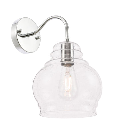 Pierce 1 light Chrome and Clear seeded glass wall sconce