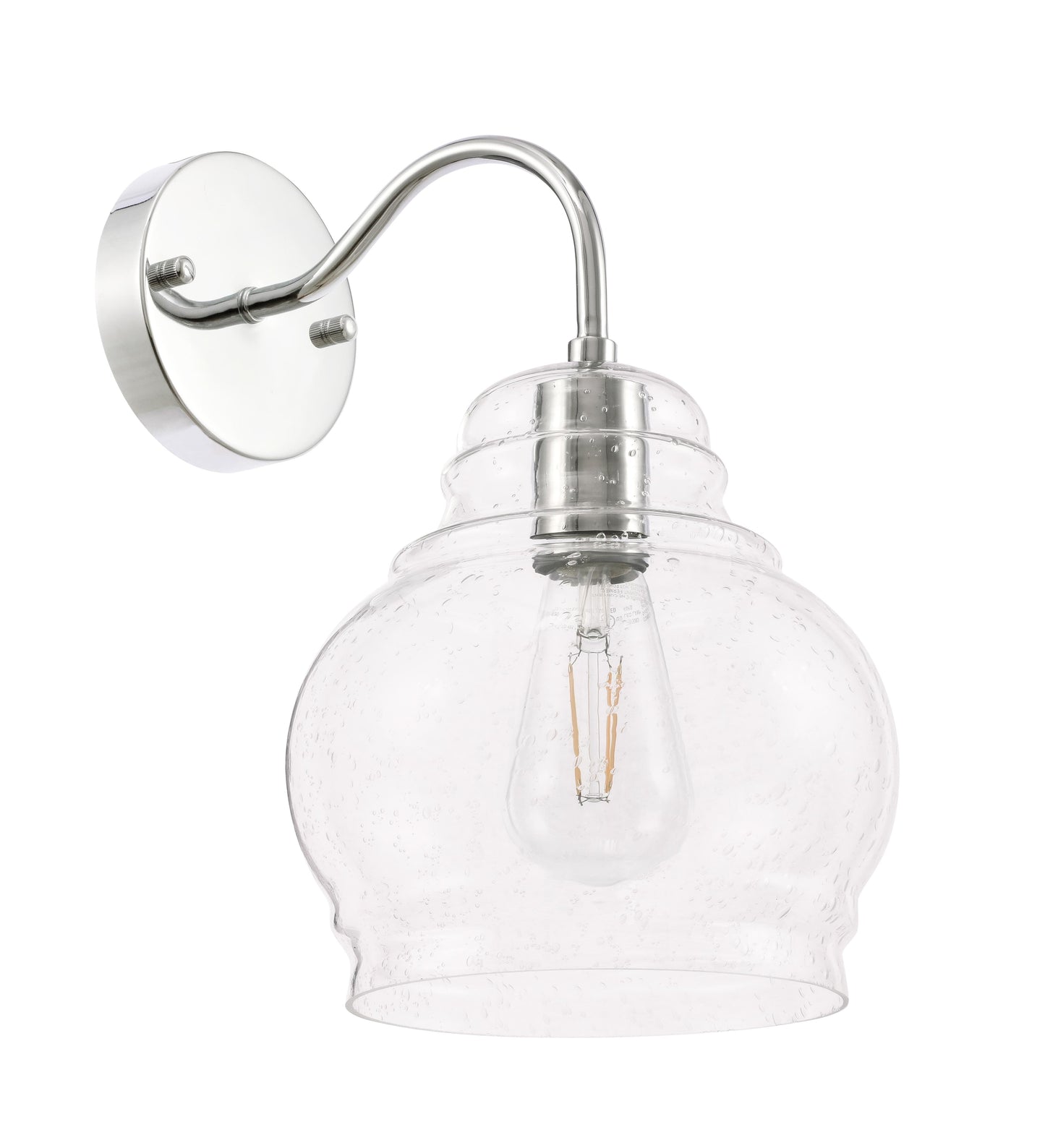 Pierce 1 light Chrome and Clear seeded glass wall sconce