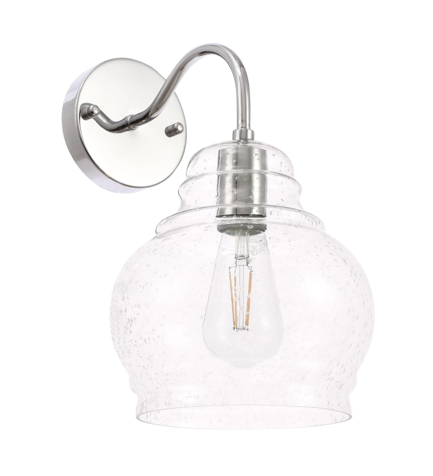 Pierce 1 light Chrome and Clear seeded glass wall sconce