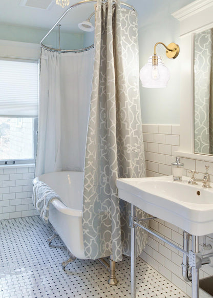 Pierce 1 light Brass and Clear seeded glass wall sconce