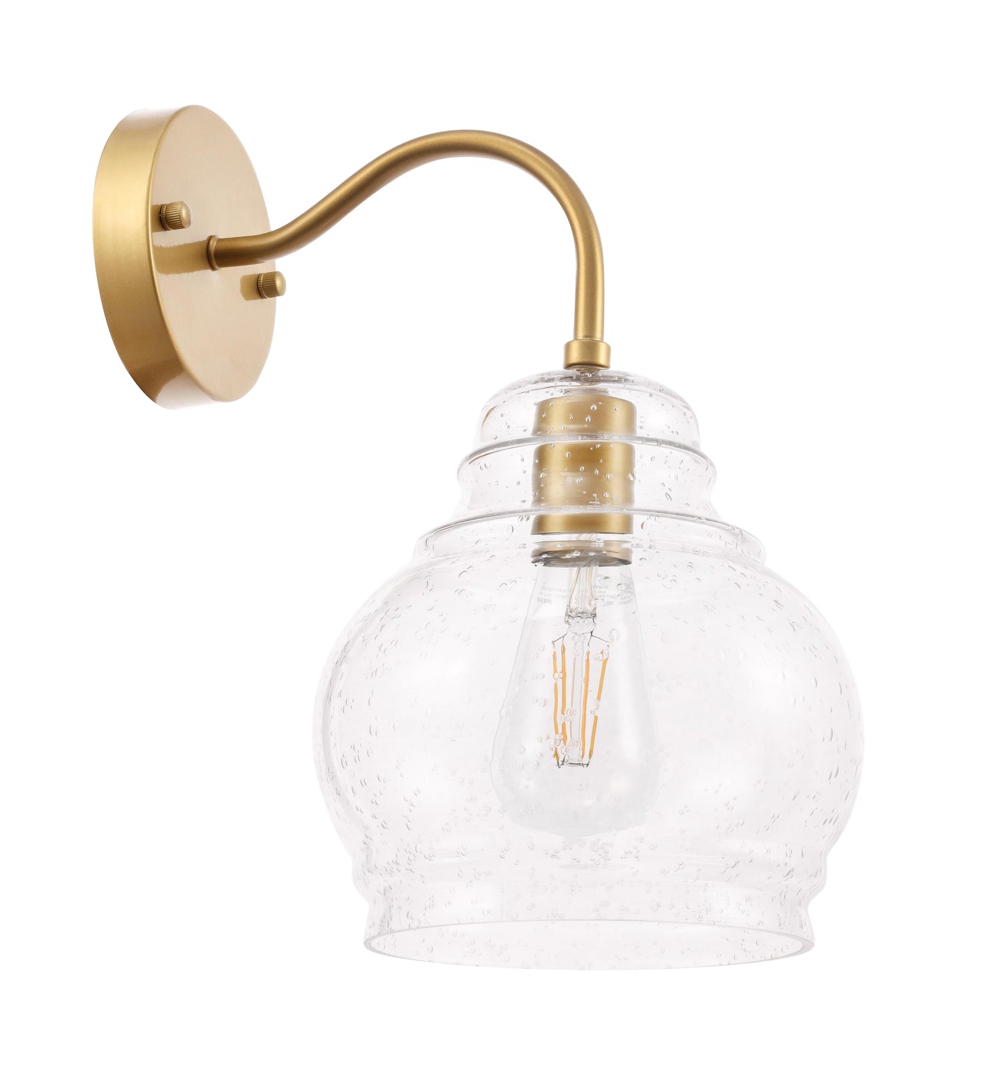 Pierce 1 light Brass and Clear seeded glass wall sconce