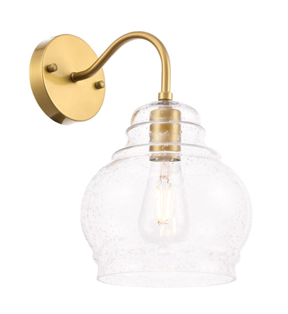 Pierce 1 light Brass and Clear seeded glass wall sconce