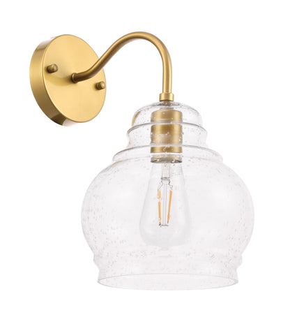 Pierce 1 light Brass and Clear seeded glass wall sconce