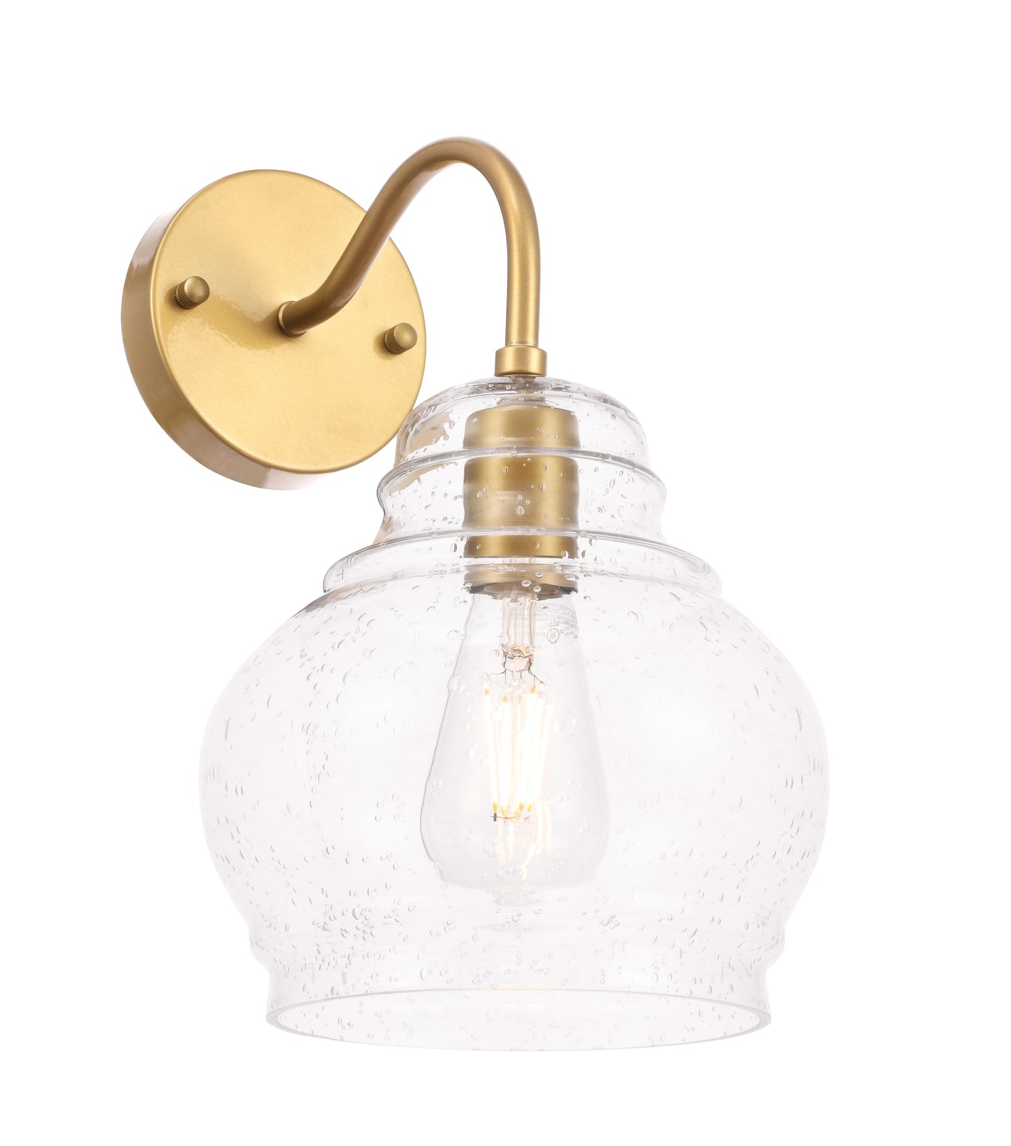 Pierce 1 light Brass and Clear seeded glass wall sconce
