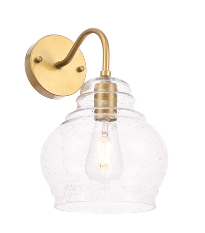 Pierce 1 light Brass and Clear seeded glass wall sconce