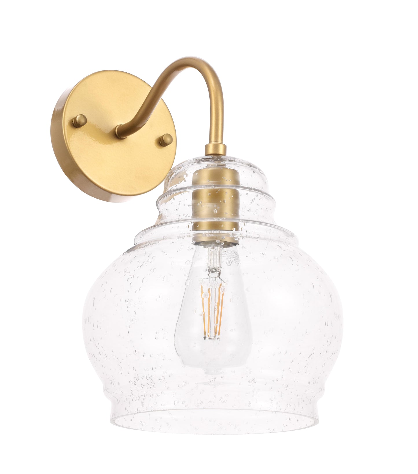 Pierce 1 light Brass and Clear seeded glass wall sconce