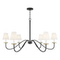 6-Light Chandelier in Black with Natural Brass Accents Black with Natural Brass Accents