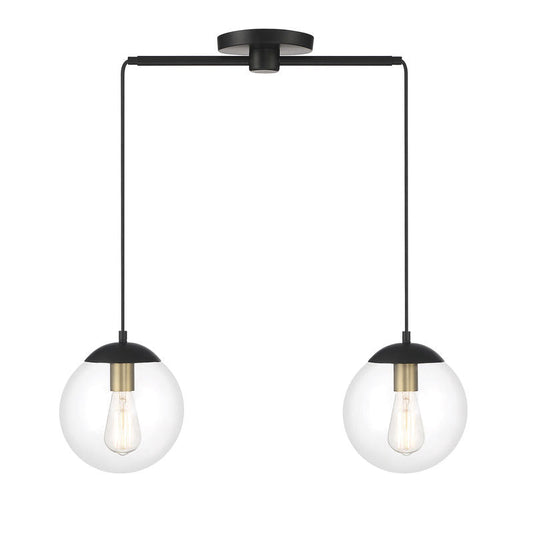 2-Light Linear Chandelier in Matte Black with Natural Brass Matte Black with Natural Brass