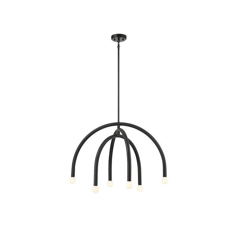 6-Light Chandelier in Matte Black Matte Black