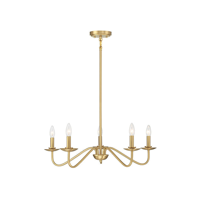 5-Light Chandelier in Natural Brass Natural Brass