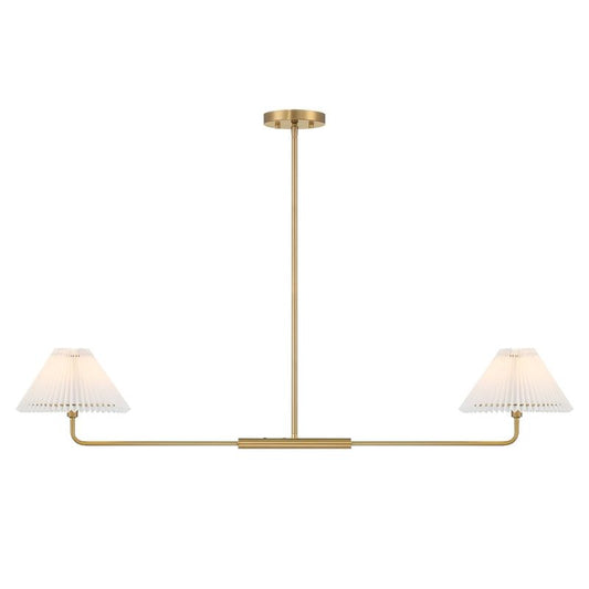 2-Light Linear Chandelier in Natural Brass Natural Brass