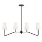 4-Light Linear Chandelier in Matte Black Matte Black